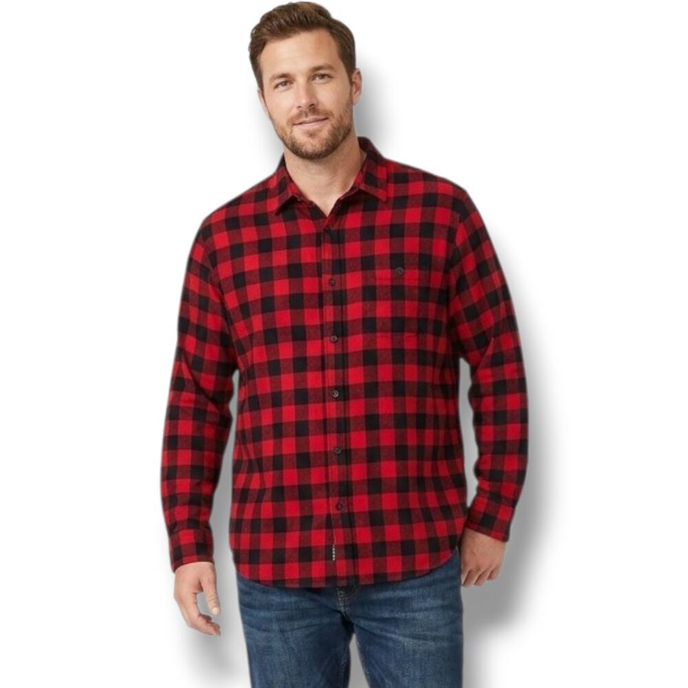 Denim & Flower Ricky Singh Red & Black Buffalo Check Flannel – XL